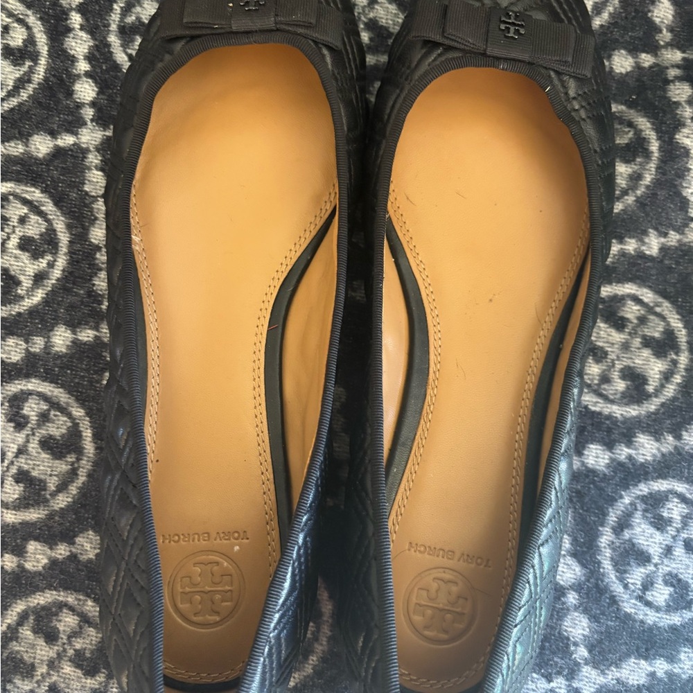 Tory Burch Black Quilted Flats